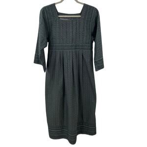 Marimekko 8 Mila Dress Muija Print Vintage 1970s Charcoal Gray Midi Scandinavian